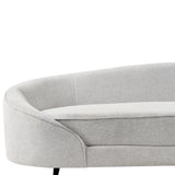 Canapé Glamour en Tissu Forme Courbée Pieds Noirs en Métal Blanc Cassé Savar
