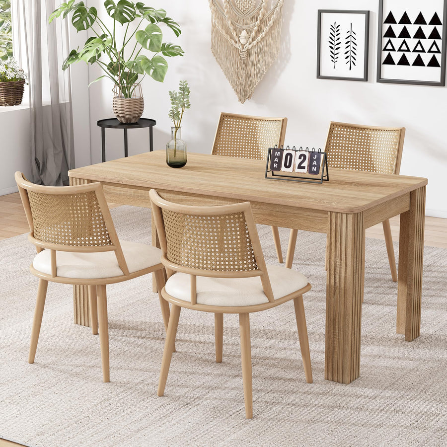 Merax Lot de 4 Chaises de Salle à Manger, Chaises de Cuisine avec Siège en Polyuréthane et Dossier en Rotin, Chaise Rembourrée pour Salle à Manger, Salon et Chambre à Coucher, Pieds en Métal, Beige Merax Lot de 4 Chaises de Salle à Manger, Chaises de Cuisine avec Siège en Polyuréthane et Dossier en Rotin, Chaise Rembourrée pour Salle à Manger, Salon et Chambre à Coucher, Pieds en Métal, Beige