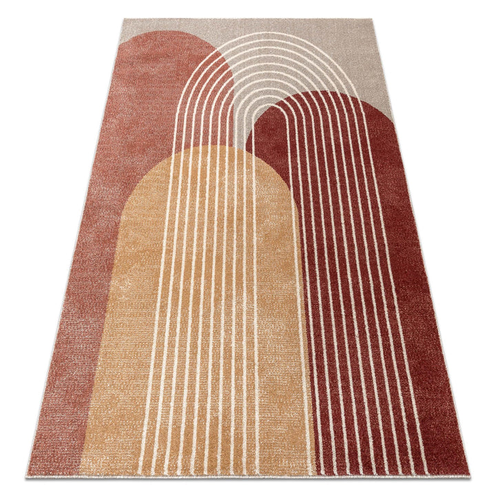 rugsx Tapis Fusion 0810 Tapis géométrique Moderne en Crème & Terracotta - Salon, Salle à Manger, Grandes pièces 160x220 cm