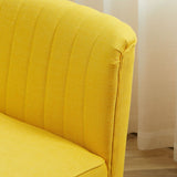 HOMCOM Canapé 2 Places en Tissu Canapé rembourré Canapé Double Siège Canapé Lounge Bois Mousse Jaune 117 x 56,5 x 77 cm