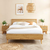 BAÏTA Lit Double INES cannage rotin 160x200 sommier Inclus