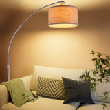Monzana Lampe à arc Lin socle en marbre abat-jour réglable 150-175 cm interrupteur pied E27 salon lampe à arc lampe sur pied