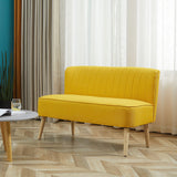 HOMCOM Canapé 2 Places en Tissu Canapé rembourré Canapé Double Siège Canapé Lounge Bois Mousse Jaune 117 x 56,5 x 77 cm