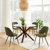 BAÏTA Lot de 2 chaises Elisabeth Tissu Vert Pieds Effet chêne