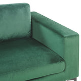 Beliani Canapé Fixe 3 Places Revêtu en Velours Vert de Qualité Un Design Tendance Idéal pour Salon Vintage Rétro et Glamour