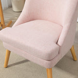HOMCOM Fauteuil Lounge avec Aspect Lin, accoudoirs, rembourré Fauteuil Relax avec Pieds en Bois, pour Salon, Chambre, Rose