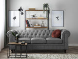 Beliani Canapé 3 Places en Tissu Gris Clair Chesterfield BIG