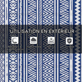 Outsunny Tapis extérieur Style Graphique - Tapis réversible 2 Motifs - dim. 2,74L x 1,82l m - PP Haute densité 310 g/m² Bleu et Blanc