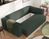 GREKPOL Sofa 240x105 cm - Canapé 3 Places Velours Côtelé - Vert Canapé Convertible 3 Places avec Dossier rembourré