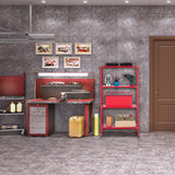 Relaxdays Étagère Charge Lourde, Max. 160 kg, 4 Niveaux, HxLxP:147,5x75,5x30,5 cm, Cave & Garage, Rangement métal, Rouge