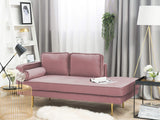 Chaise Longue Méridienne Côté Gauche en Velours Rose Clair pour Salon Glamour Beliani