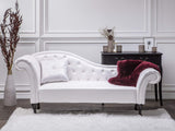 Chaise Longue Méridienne Chesterfield Côté Droit en Cuir PU Blanc pour Salon Glamour et Vintage Beliani