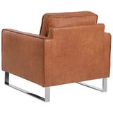 Fauteuil Tapissé en Cuir PU Marron sur Cadre en Acier Inox Design Ultra Moderne Idéal pour Salon au Style Contemporain Beliani