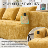 Zepneiy Canapé 3 Places en Forme de U, Fauteuil rembourré avec Méridienne, Canapé 3 Places Canapé Moderne Design accoudoirs et 3 Coussins, Chenille Jaune