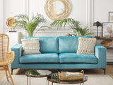 Beliani Canapé Fixe 3 Places Revêtu en Velours Bleu de Qualité Un Design Tendance Idéal pour Salon Vintage Rétro et Glamour