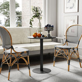 HOMCOM Table à manger ronde pour 2 personnes au design minimaliste, table moderne en acier, pour intérieur et extérieur, Ø 60 x 72 cm, noir