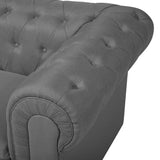 Beliani Canapé 3 Places en Tissu Gris Clair Chesterfield BIG