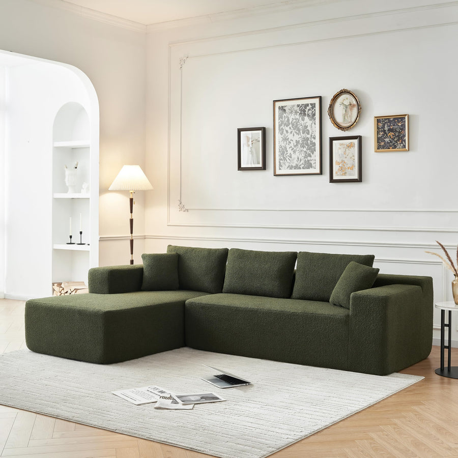 Galyar Canapé Modulaire Chic avec Méridienne – Moderne, en Mousse Compressée, Livraison en Carton, sans Montage (Bouclé Vert Anglais, Chaiselongu Droite) Galyar Canapé Modulaire Chic avec Méridienne – Moderne, en Mousse Compressée, Livraison en Carton, sans Montage (Bouclé Vert Anglais, Chaiselongu Droite)