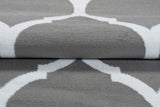 TAPISO Luxury Tapis Poils Ras Moderne Gris Blanc Géométrique Trèfle Marocain Tapis Salon Chambre Adulte Salle à Manger Bureau Oeko-TEX Résistant 160 x 220 cm