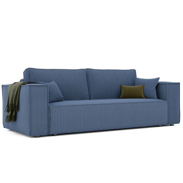 GREKPOL Sofa 240x105 cm - Canapé 3 Places Velours Côtelé - Bleu Canapé Convertible 3 Places avec Dossier rembourré GREKPOL Sofa 240x105 cm - Canapé 3 Places Velours Côtelé - Bleu Canapé Convertible 3 Places avec Dossier rembourré