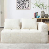 Zepneiy Canapé 2 Places, Fauteuil rembourré avec Méridienne, Canapé 2 Places Canapé Moderne Design avec Coussin et Poches latérales pour télécommande et téléphone Portable, Chenille Beige