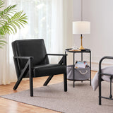 Yaheetech Fauteuil de Salon Lot de 2 en Similicuir Fauteuil d’appoint avec Cadre en Bois Pieds et Accoudoirs en Forme de Z Siège de Bureau Chambre Réception Noir