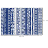 Outsunny Tapis extérieur Style Graphique - Tapis réversible 2 Motifs - dim. 2,74L x 1,82l m - PP Haute densité 310 g/m² Bleu et Blanc