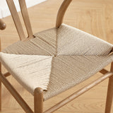 LIMHOME FSC® Chaise de salle à manger Wishbone en bois massif et cordon en papier - Aucun montage nécessaire - Naturel (laqué)