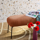 sweeek - Banc. Bout de lit avec revêtement Bouclette texturée. Rouille. Pieds en métal Noir. L 120 x P 41 x H 42.5cm