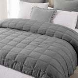 R.SHARE Couvre Lit 2 Personnes 200x220 cm, Dessus de Lit 2 Personnes Gris, Jeté de Lit Boutis Matelassage à Carreaux Douce, Couverture Matelassé de Lit Canapé Printemps Été 4 Saisons Oeko-TEX