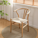 LIMHOME FSC® Chaise de salle à manger Wishbone en bois massif et cordon en papier - Aucun montage nécessaire - Naturel (laqué)