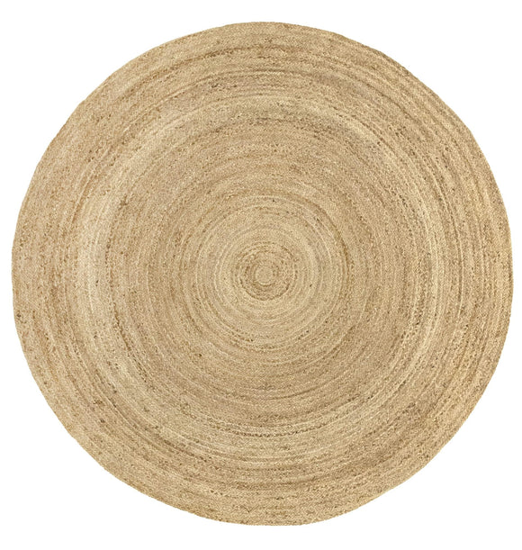 HAMID - Tapis Jute Naturel, Jute Alhambra Rond, Tressé à la Main, Tapis 100% Fibre de Jute pour Salon, Chambre, Décoration, (200x200cm)