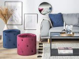 Beliani Pouf de Forme Cylindrique Type Chesterfield fabriqué en Velours Synthétique Bleu Foncé pour Salon ou Chambre Moderne