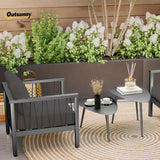 Outsunny Lot de 2 tables basses de balcon en acier - Résistantes aux intempéries - Design géométrique - Pour extérieur, jardin, terrasse, balcon - Noir