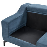 Beliani Canapé d'angle en Velours Bleu Foncé avec Appuis-tête Réglable pour Salon Moderne
