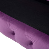 Beliani Canapé Fixe 3 Places Capitonné en Velours Violet de Qualité Idéal pour Salon au Design Glamour et Traditionnel