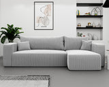 GREKPOL Canapé d'angle Convertible 145x248 à Gauche ou à Droite - Canapé 3 Places Convertible - Canapé avec Espace de Rangement - Canapé Lit - Canapé Convertible - Sofa Clair Gris