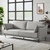 Sicaan Canapé 3 Places Industriel Sasha en Tissu Gris Clair – Canapé Droit Rectiligne Élégant et Robuste – Sofa Confortable Style Urbain Chic pour Salon, Appartement ou Loft – 203 x 85 x 86 cm