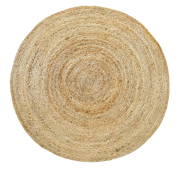 HAMID - Tapis Jute Naturel, Jute Alhambra Rond, Tressé à la Main, Tapis 100% Fibre de Jute pour Salon, Chambre, Décoration, (100x100cm)