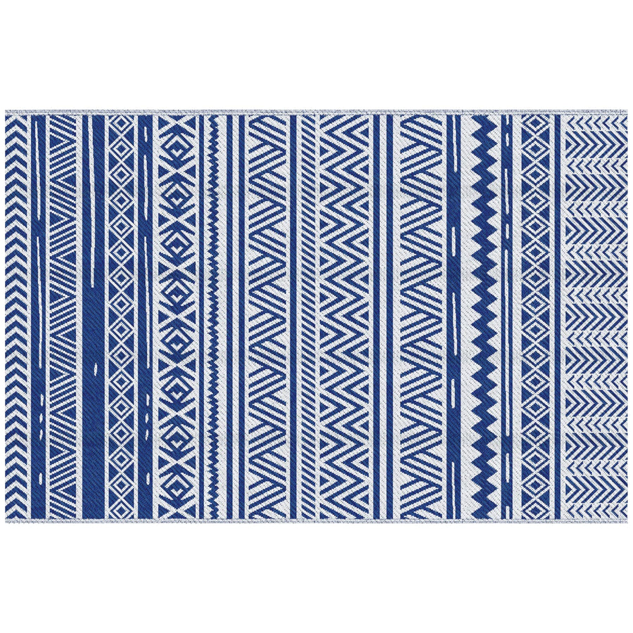 Outsunny Tapis extérieur Style Graphique - Tapis réversible 2 Motifs - dim. 2,74L x 1,82l m - PP Haute densité 310 g/m² Bleu et Blanc Outsunny Tapis extérieur Style Graphique - Tapis réversible 2 Motifs - dim. 2,74L x 1,82l m - PP Haute densité 310 g/m² Bleu et Blanc