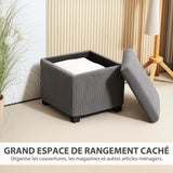 HOMCOM Coffre Pouf Rangement 30 L Couvercle Amovible 40 x 40 x 40 cm Gris