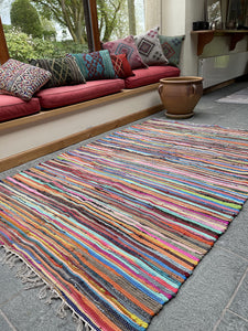 Second Nature Online Magnifique tapis chindi Style shabby chic Commerce équitable Multicolore, Coton, Multi Colours, 150cm x 210cm