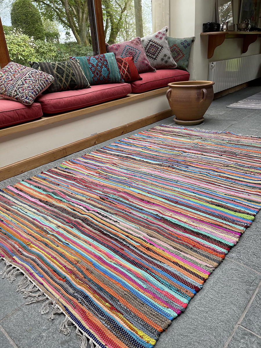 Second Nature Online Magnifique tapis chindi Style shabby chic Commerce équitable Multicolore, Coton, Multi Colours, 150cm x 210cm Second Nature Online Magnifique tapis chindi Style shabby chic Commerce équitable Multicolore, Coton, Multi Colours, 150cm x 210cm