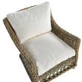 Beliani Fauteuil en Rotin Naturel pour Intérieur et Extérieur avec Repose-Pieds et Coussins Blanc-Cassé Ribolla