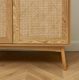 BAÏTA Armoire INES Effet chêne et cannage rotin 2 Portes