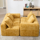 Zepneiy Canapé 3 Places en Forme de U, Fauteuil rembourré avec Méridienne, Canapé 3 Places Canapé Moderne Design accoudoirs et 3 Coussins, Chenille Jaune