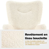 Yaheetech Fauteuil de Salon en Tissu Bouclette avec Pieds en Bois Chaise de Relaxation Fauteuil Pliable à Haut Dossier Enveloppant Ivoire