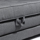 HOMCOM Canapé Convertible 2 Places canapé-lit avec Dossier capitonné, Coussins et Matelas Pliable au Sol, canapé en Tissu Effet Lin pour Salon, Chambre d'amis, 147,5 x 75 x 85 cm, Gris