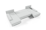 Canapé d'angle panoramique Convertible en lit KORSE II en Tissu avec Coffre de Rangement (Gris)
