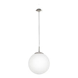 EGLO Lustre RONDO 1, suspension à flamme, lampe pendante en acier, couleur : nickel mat, verre : opale blanc mat, douille : E27, Ø : 30 cm